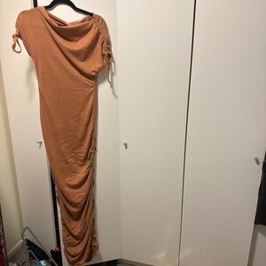 Fashion Nova One Shoulder Tan Dress
